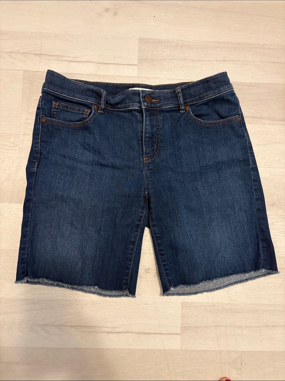 LOFT Blue Denim Shorts with Frayed Hem 4